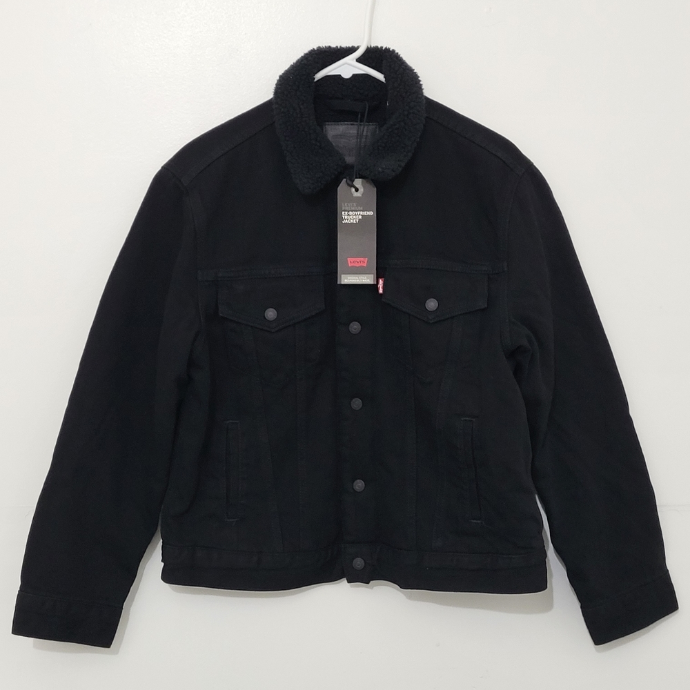 Levi's Premium Women's Size Medium Black Ex-Boyfriend Fit Sherpa Jacket!